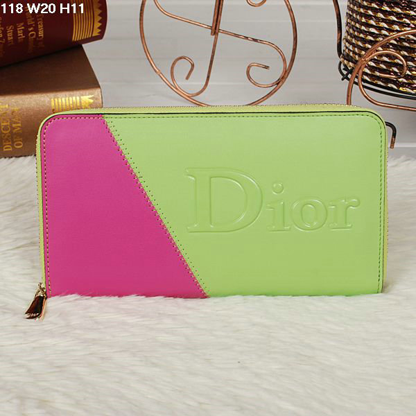 dior zippy wallet calfskin 118 green&rosered